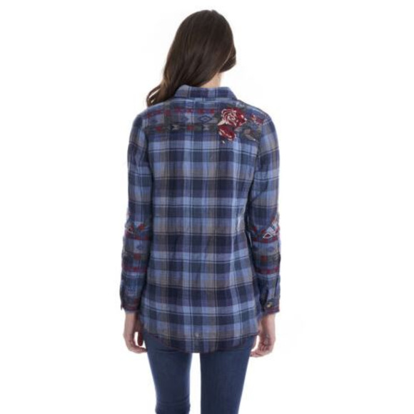 Johnny Was RAE Basic Shirt Plaid Floral Button Up - Picture 3 of 4